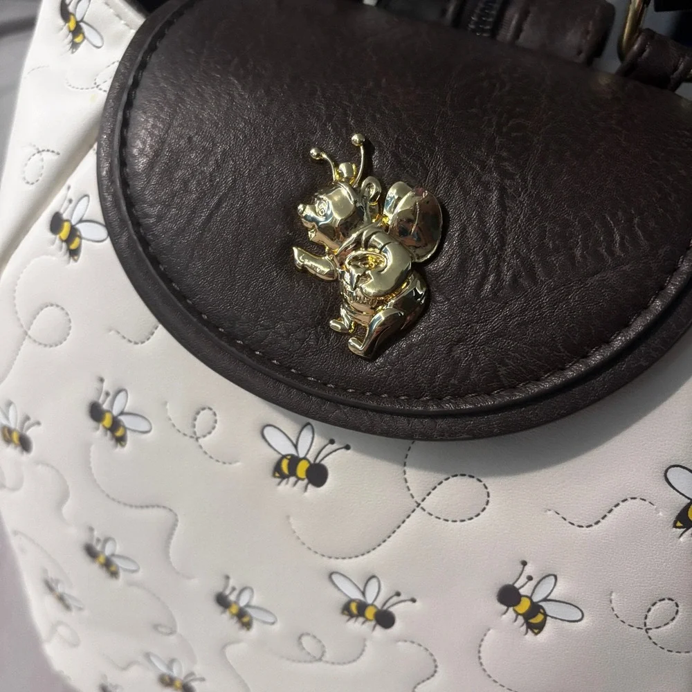 Loungefly Disney Winnie the Pooh Micro Mini Backpack Gold Bee Print Minimalist